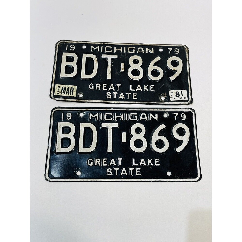 Michigan 1979 License Plate Pair BDT 869